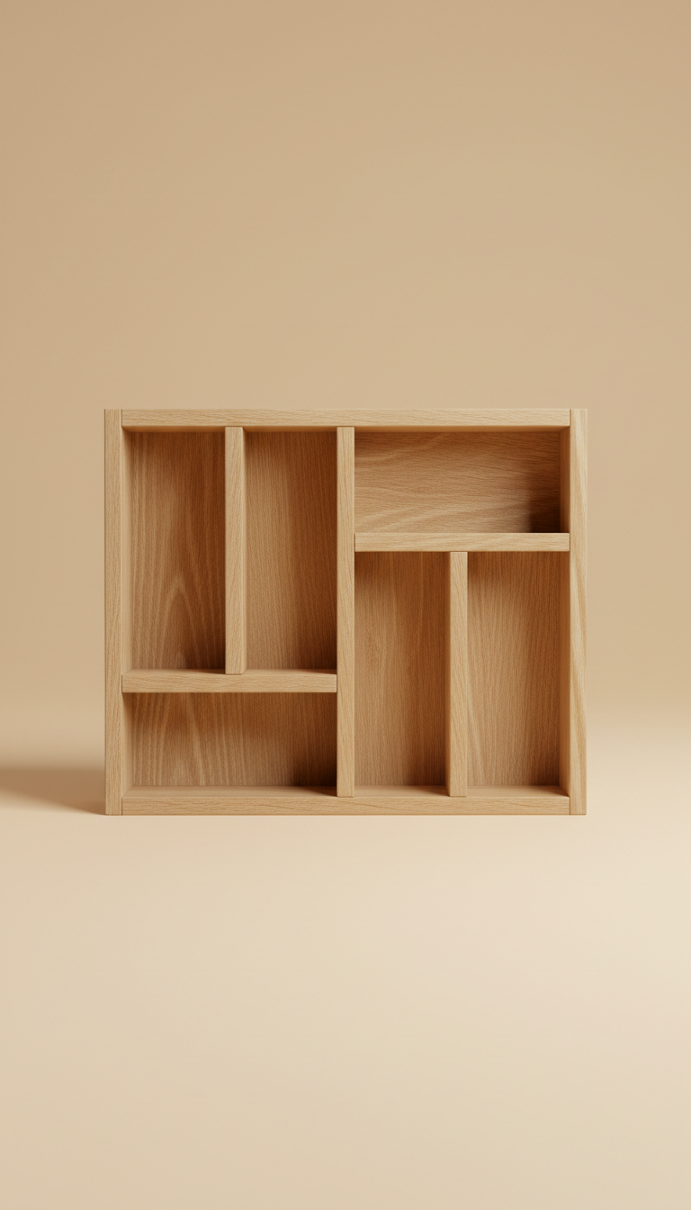 Natural wood divider box
