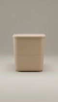 Soft-touch stacking storage bin
