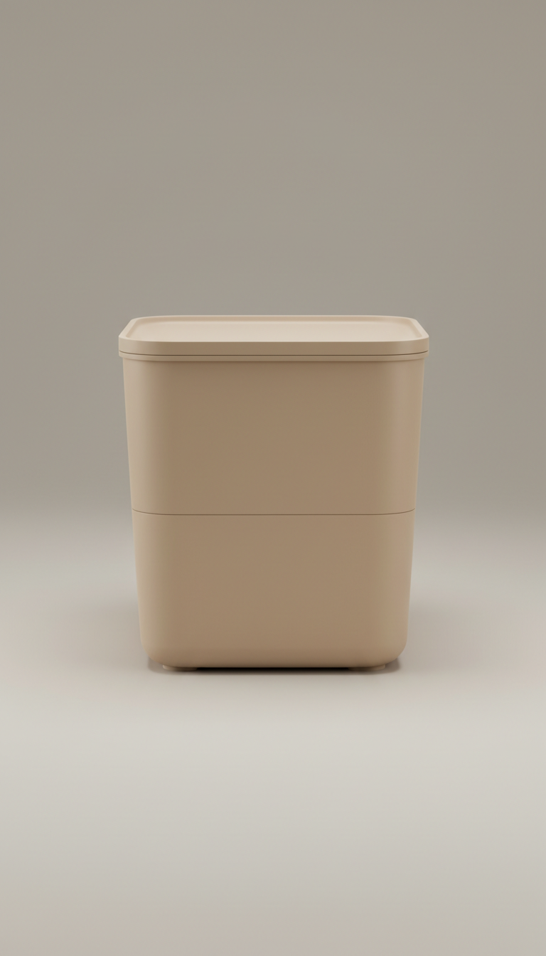 Soft-touch stacking storage bin