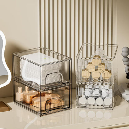 Clear Stackable Acrylic Storage Drawers - 4 Pack Cosmetic and Organizer Solution for Dresser, Kitchen Cabinet, Pantry, and Home Organization