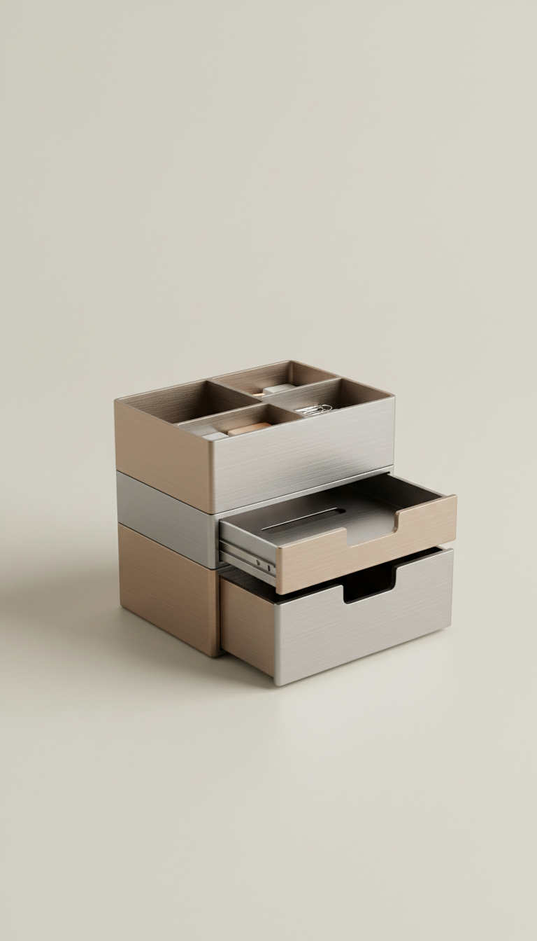 Brushed Metal Desktop Organizer