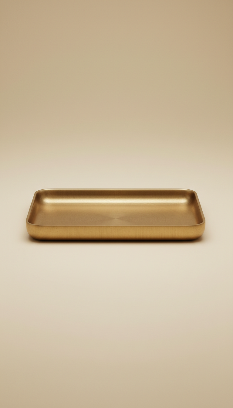 Brushed metal catchall tray